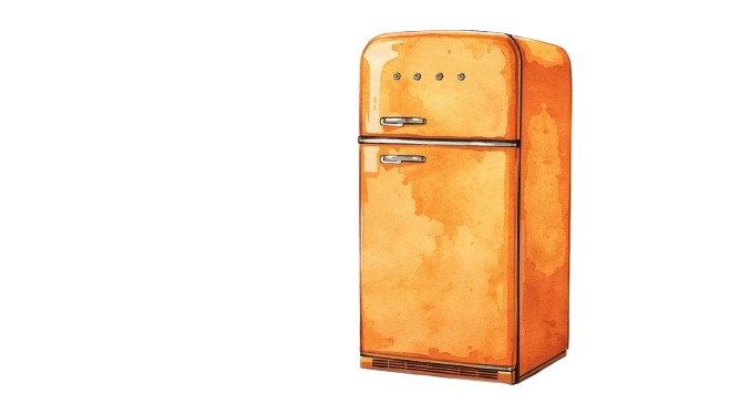 ✨ アンティーク家電のオレンジ水彩クリップアート(PNG) ✨