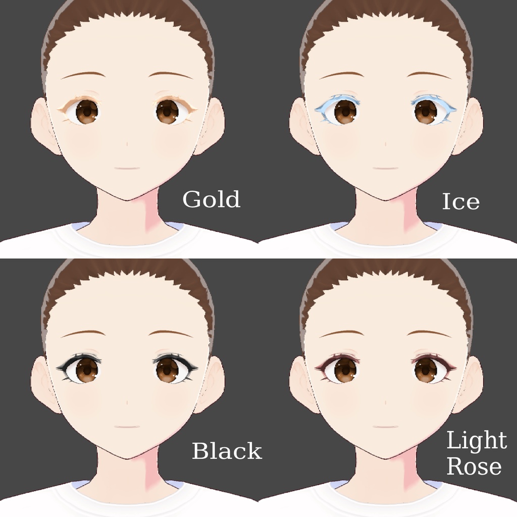 【VRoid】アイラインテクスチャ (9色セット) Eyeliner Texture (9 Colors)
