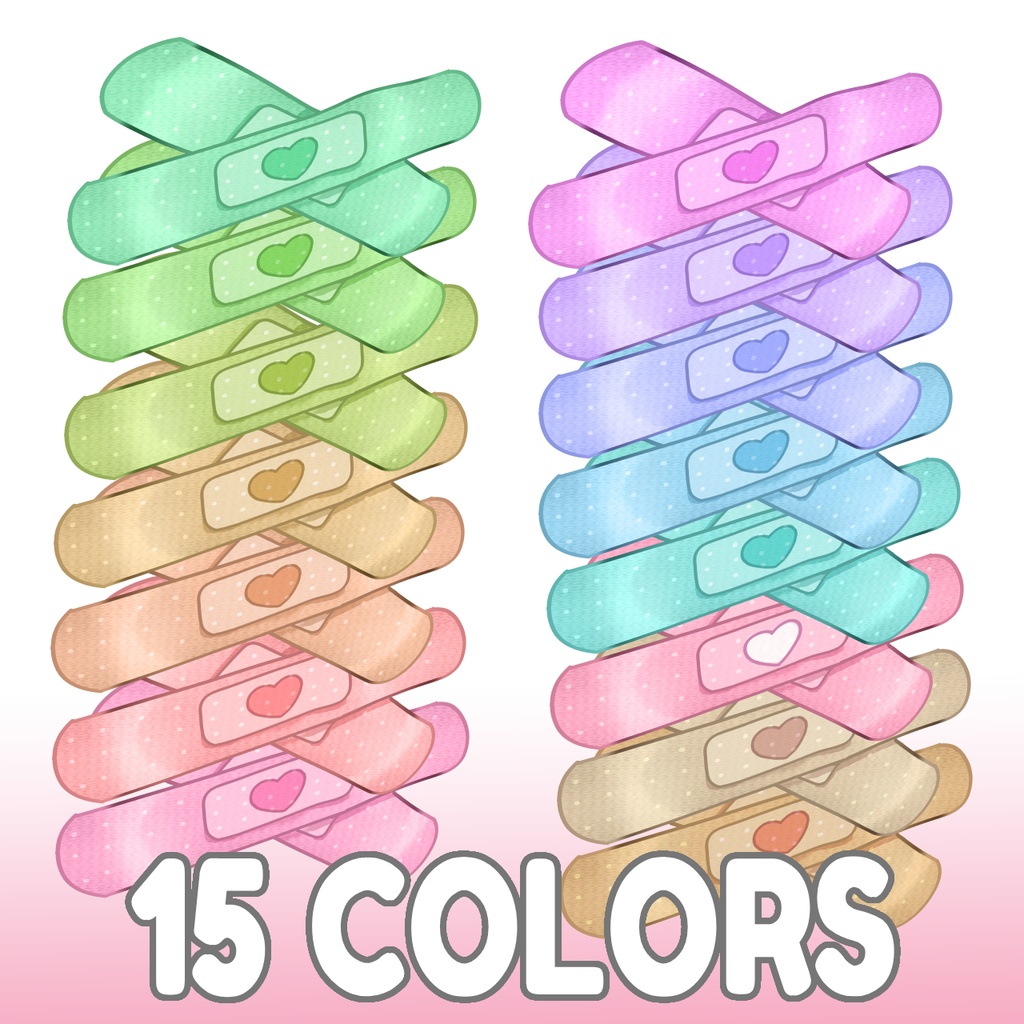 【FREE / VRoid】ハートの絆創膏 15色セット/ Bandaids/Bandage Vroid texture 15 colors