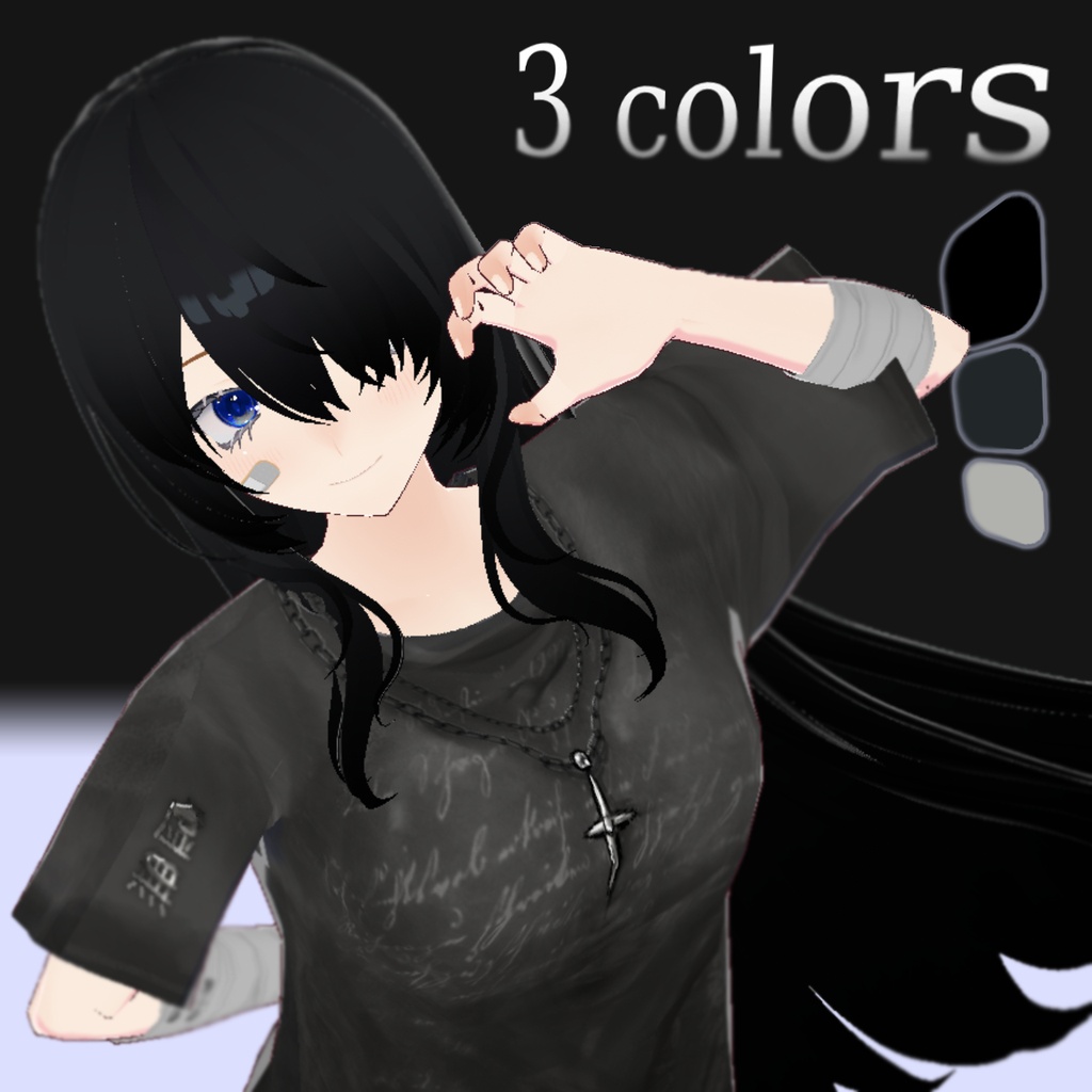 【FREE 無料 VRoid】 ネックレス付きTシャツ(3色)/ T-shirt with necklace (3 colors)