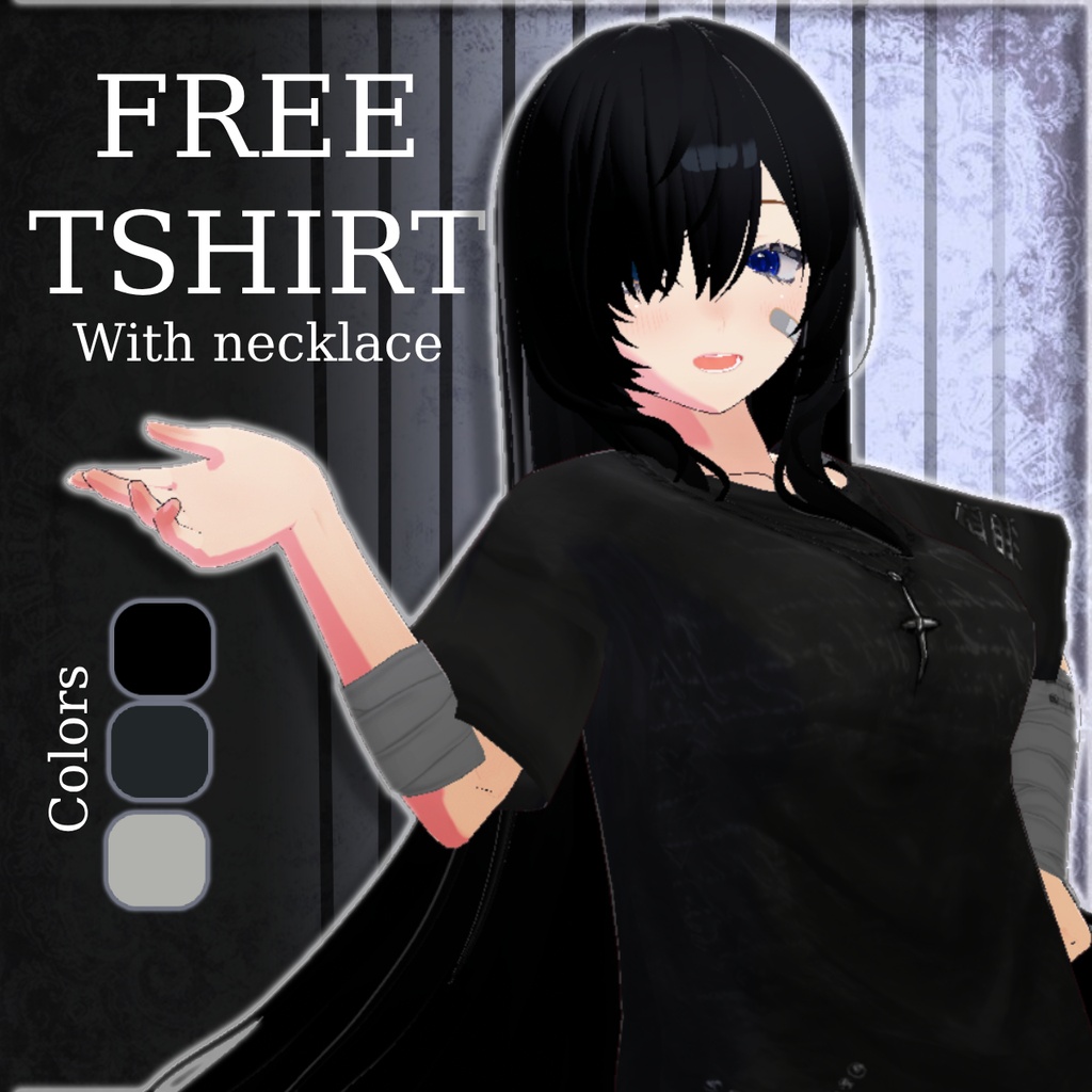 【FREE 無料 VRoid】 ネックレス付きTシャツ（3色）/ T-shirt with necklace (3 colors)