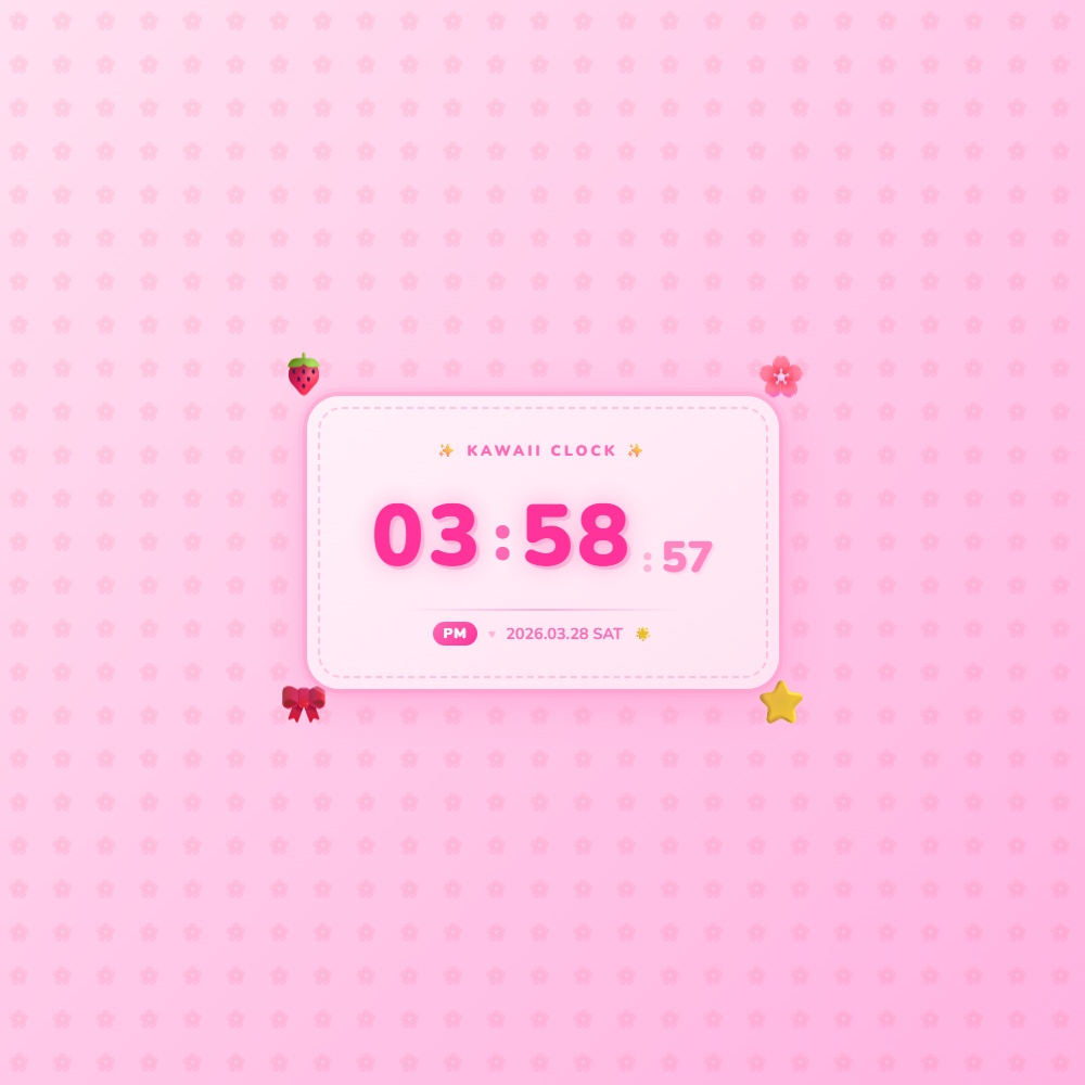 [OBS Widget] HTML Digital Clock — Cute 🌸