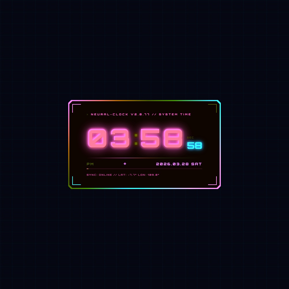 [OBS Widget] HTML Digital Clock — Cyberpunk ⚡