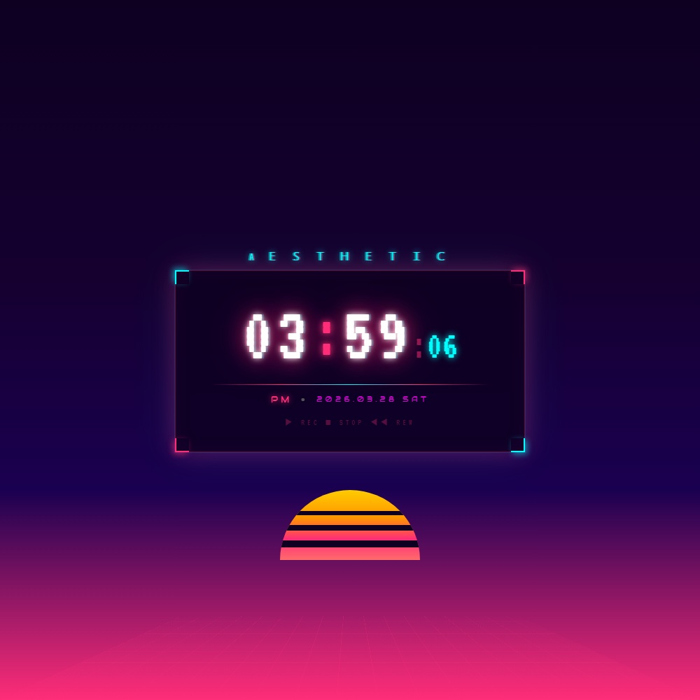 [OBS Widget] HTML Digital Clock — Vaporwave 🌊