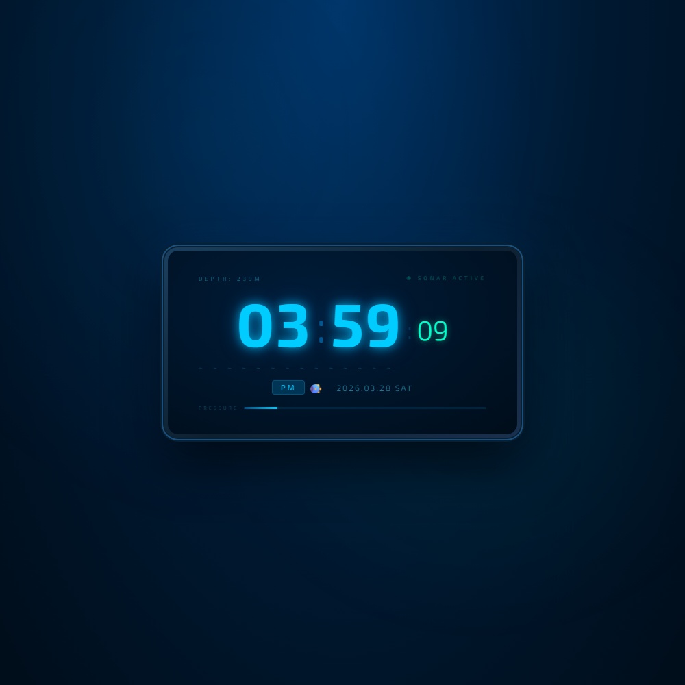 [OBS Widget] HTML Digital Clock — Ocean 🌊