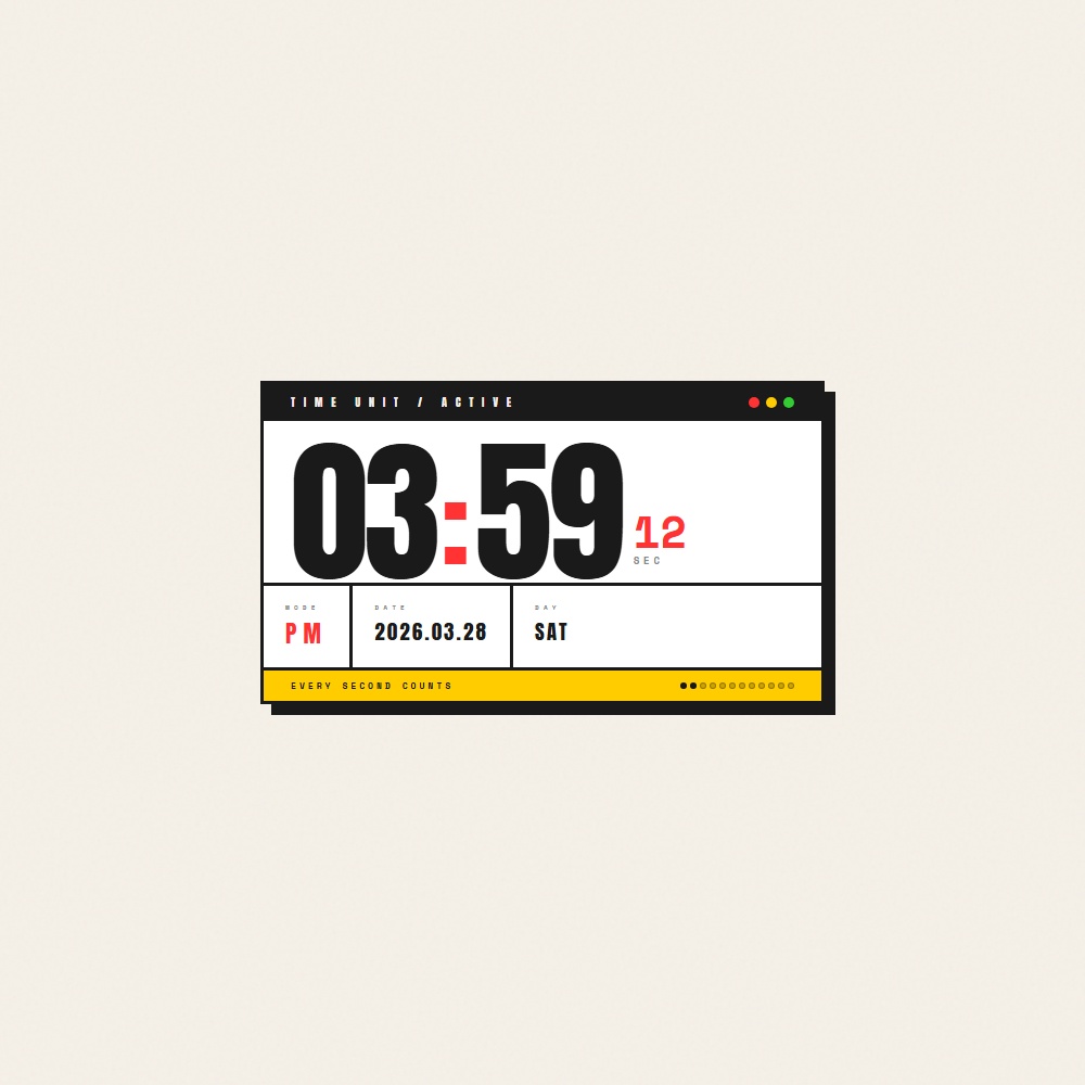 [OBS Widget] HTML Digital Clock — Brutalist 🧱