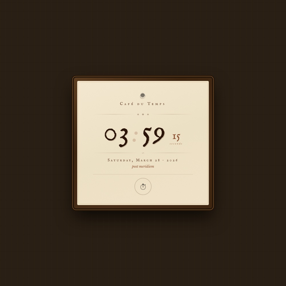 [OBS Widget] HTML Digital Clock — Vintage Cafe ☕