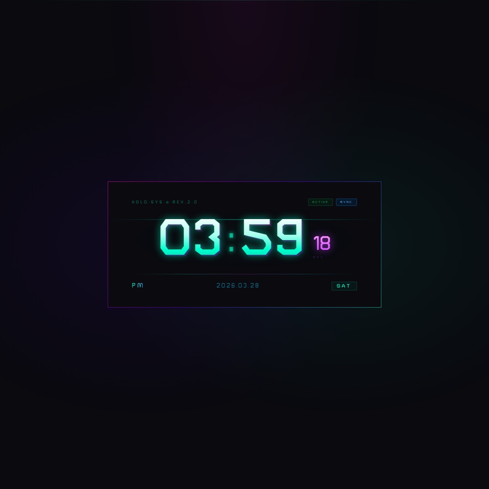 [OBS Widget] HTML Digital Clock — Holo Y2K 💿