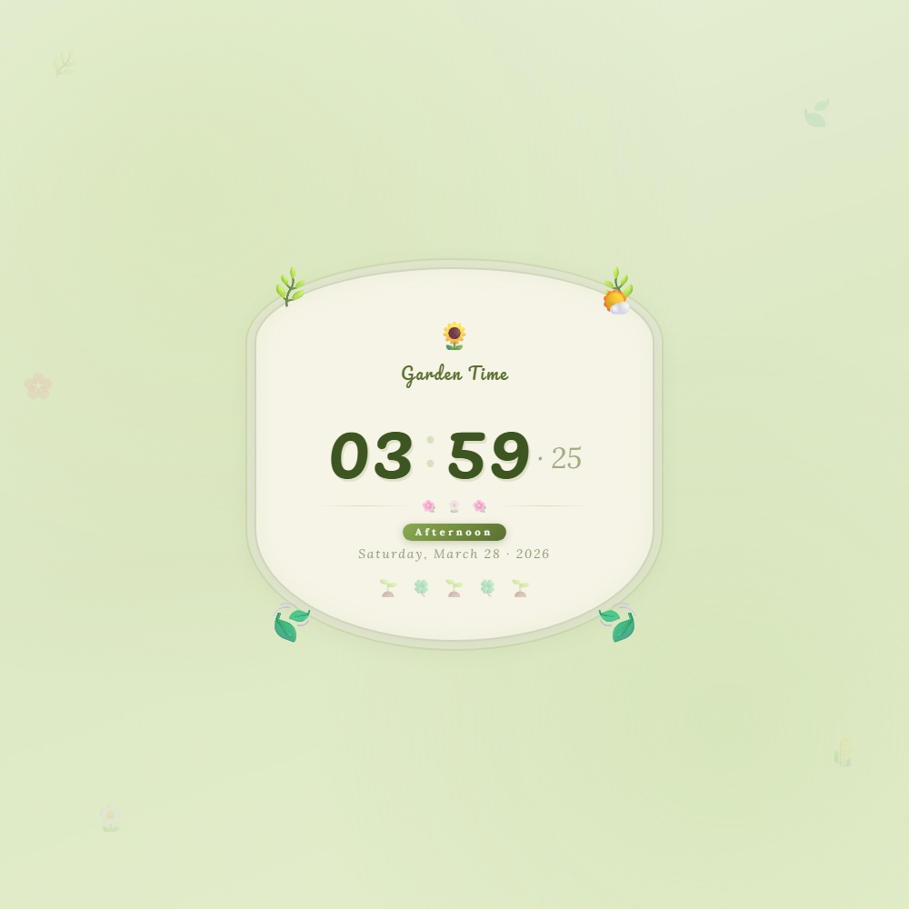[OBS Widget] HTML Digital Clock — Cottagecore 🌼