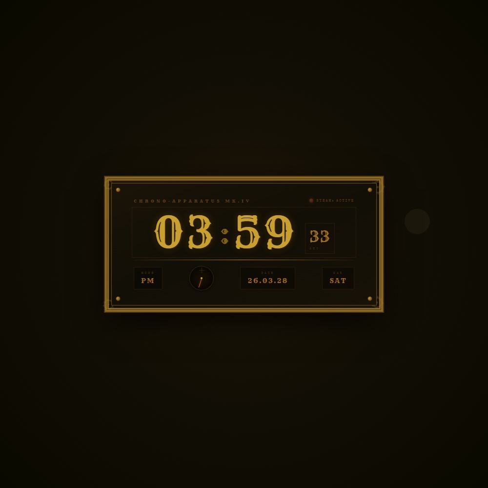 [OBS Widget] HTML Digital Clock — Steampunk ⚙️