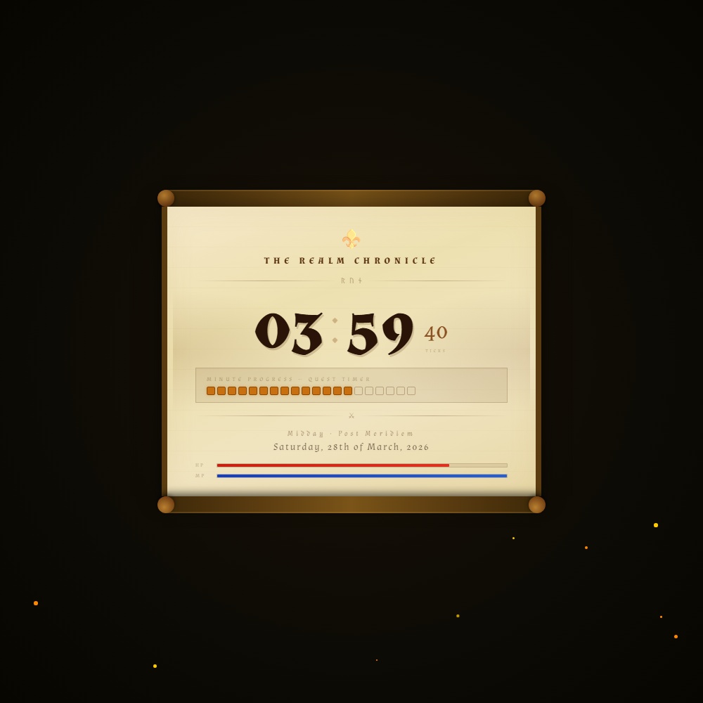 [OBS Widget] HTML Digital Clock — Medieval RPG ⚔️