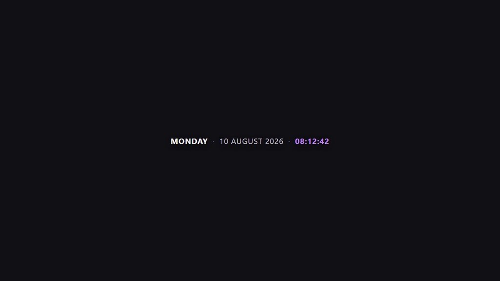 Minimal Clock Widget — Banner | OBS Browser Source Overlay