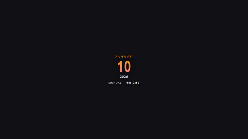 Minimal Clock Widget — Big Date | OBS Browser Source Overlay