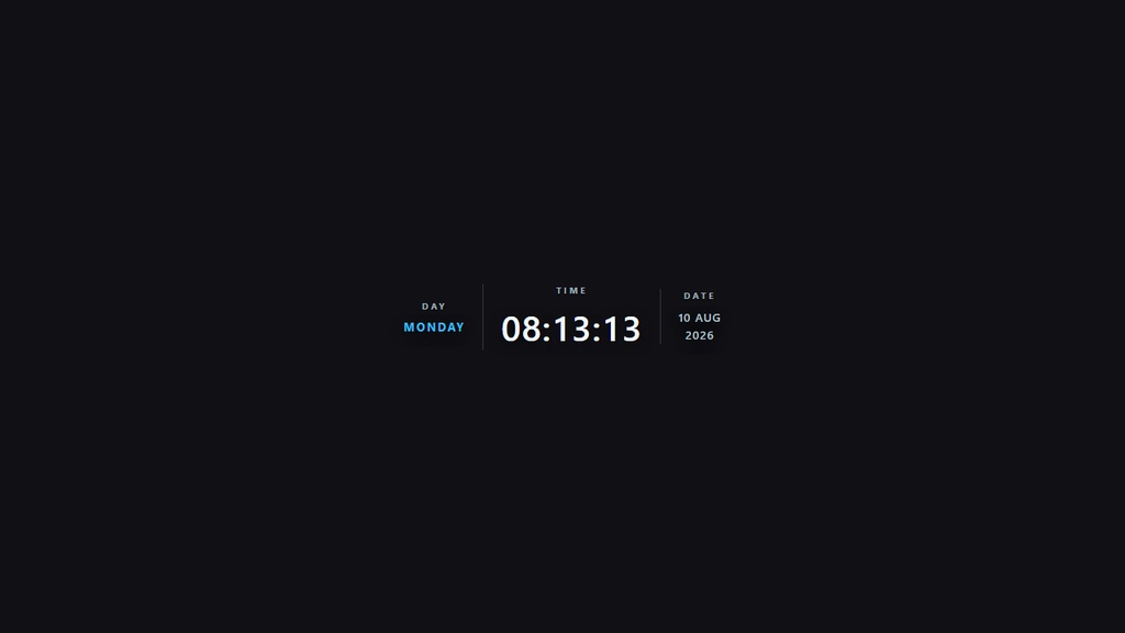 Minimal Clock Widget — Dashboard | OBS Browser Source Overlay