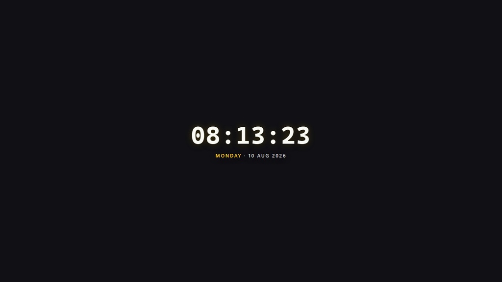 Minimal Clock Widget — Digital | OBS Browser Source Overlay