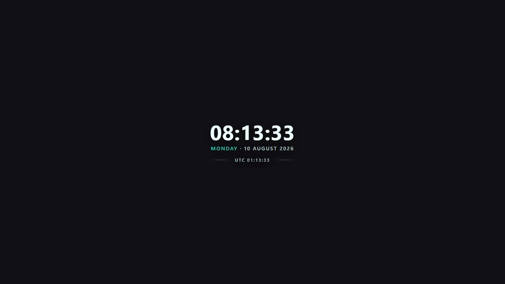 Minimal Clock Widget — Dual | OBS Browser Source Overlay