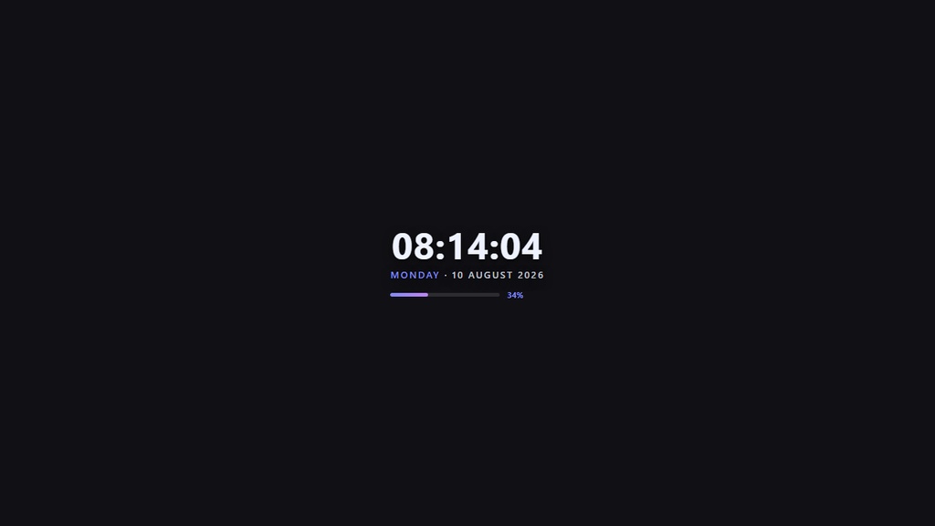 Minimal Clock Widget — Progress | OBS Browser Source Overlay