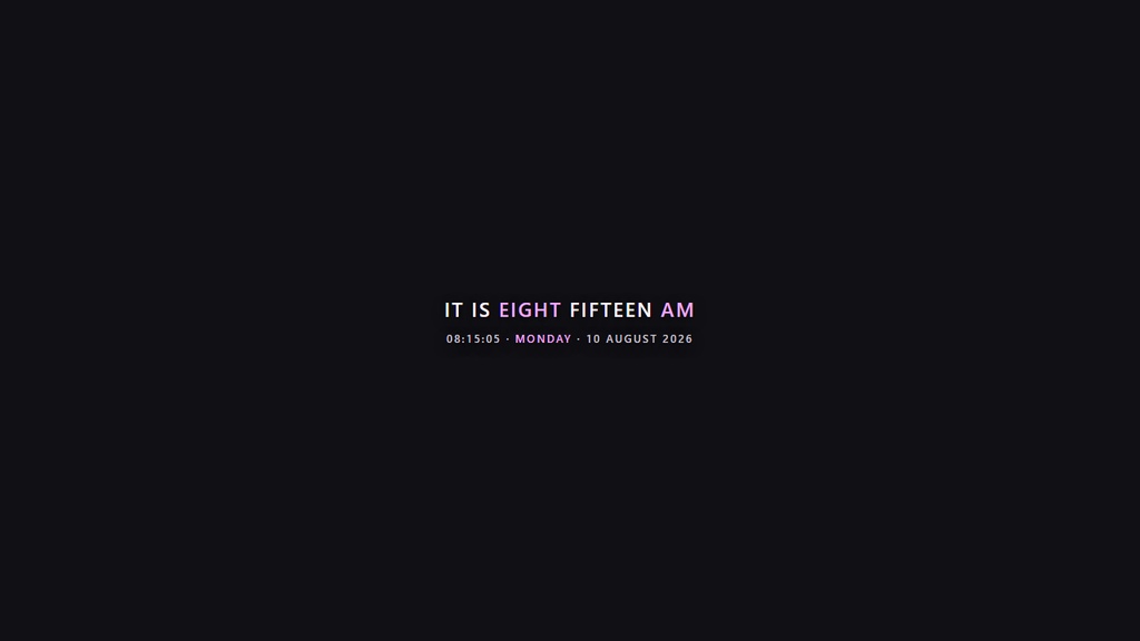 Minimal Clock Widget — Words | OBS Browser Source Overlay
