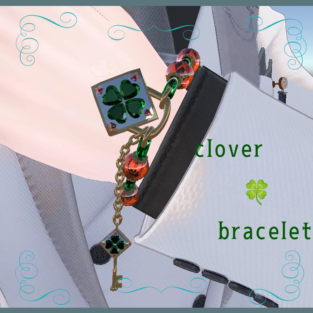 【VRChat想定】happyclover key bracelet 【アバター用アクセサリー】