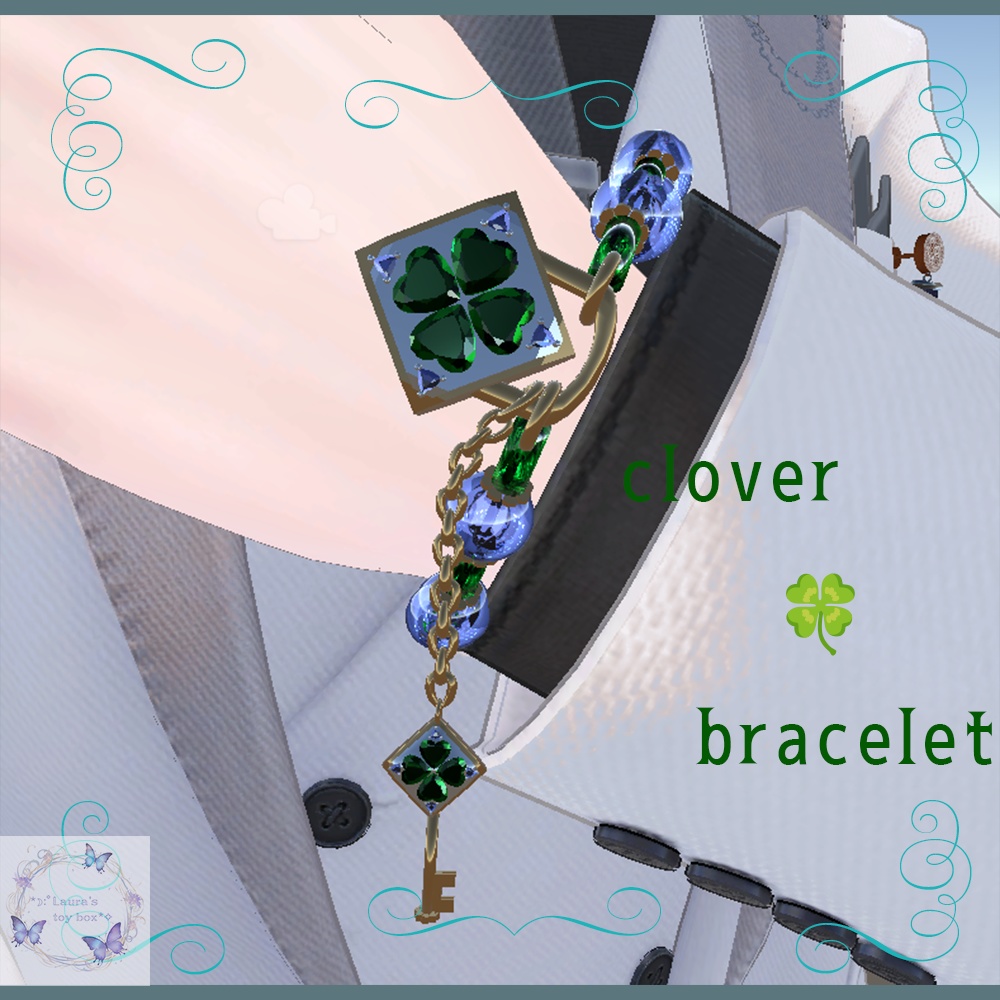 【VRChat想定】happyclover key bracelet  【アバター用アクセサリー】