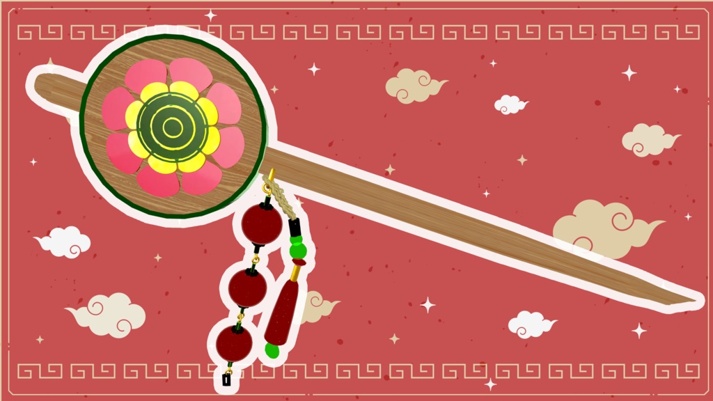 【VRChat想定】墨惺集会来場者特典 墨惺イメージ 髪飾り&簪【3Dアクセサリー】