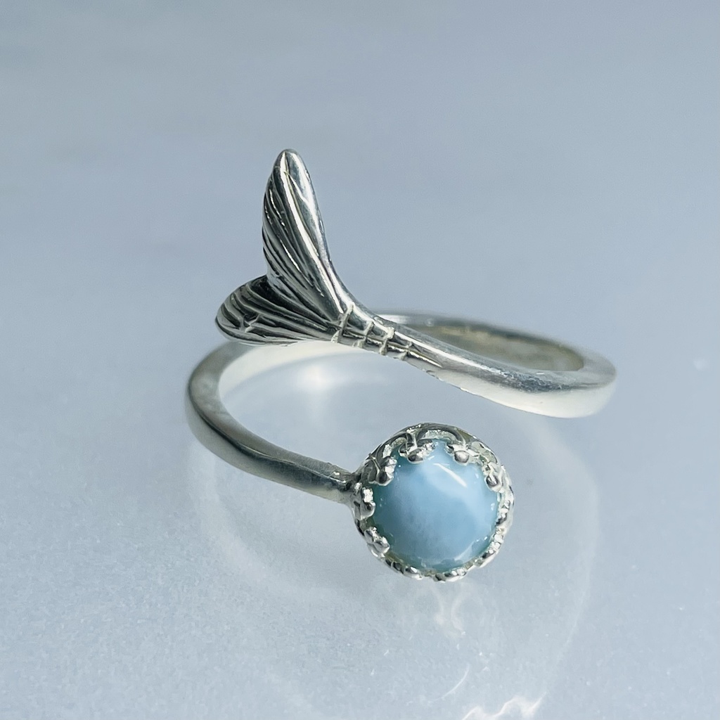 天然石マーメイドリング ラリマー