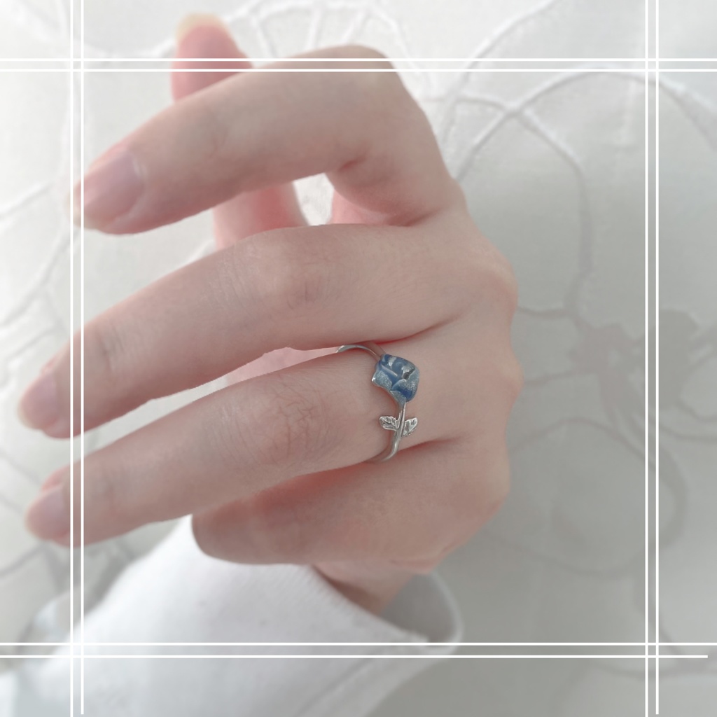 青バラのリング - Jm's - BOOTH 【401】薔薇ビーズのマクラメリング