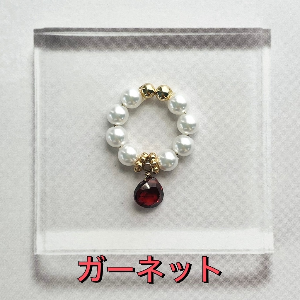 パール×天然石のイヤーカフ