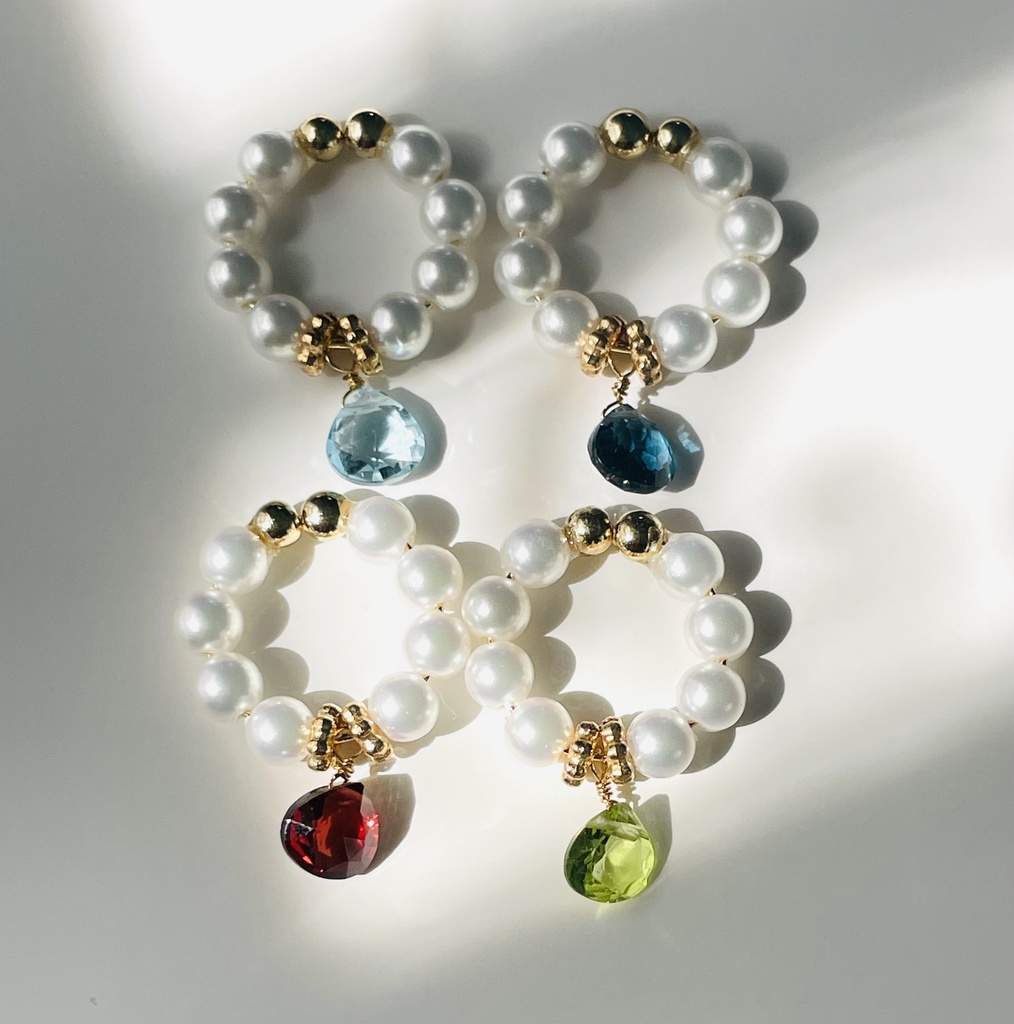 パール×天然石のイヤーカフ