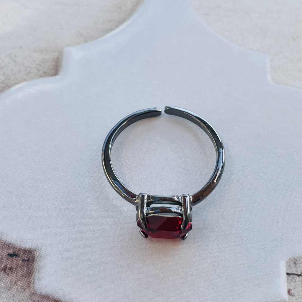 ビジューリング ブラック×レッド