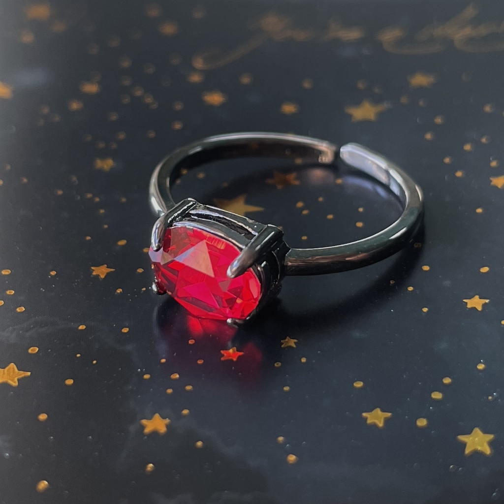 ビジューリング ブラック×レッド