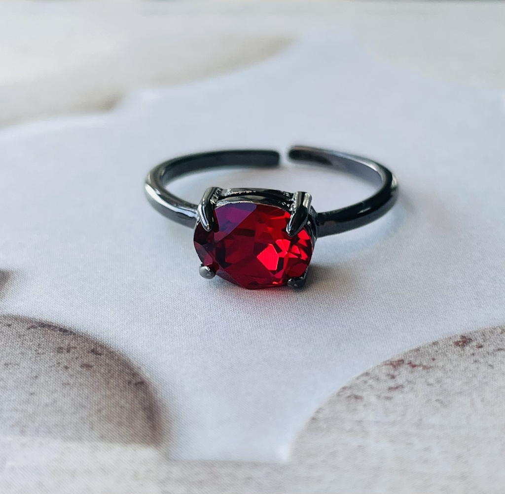 ビジューリング ブラック×レッド