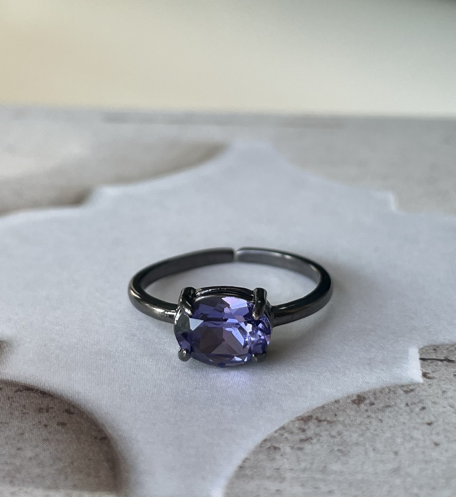 ビジューリング ブラック×パープル