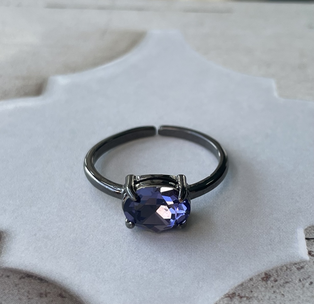 ビジューリング ブラック×パープル