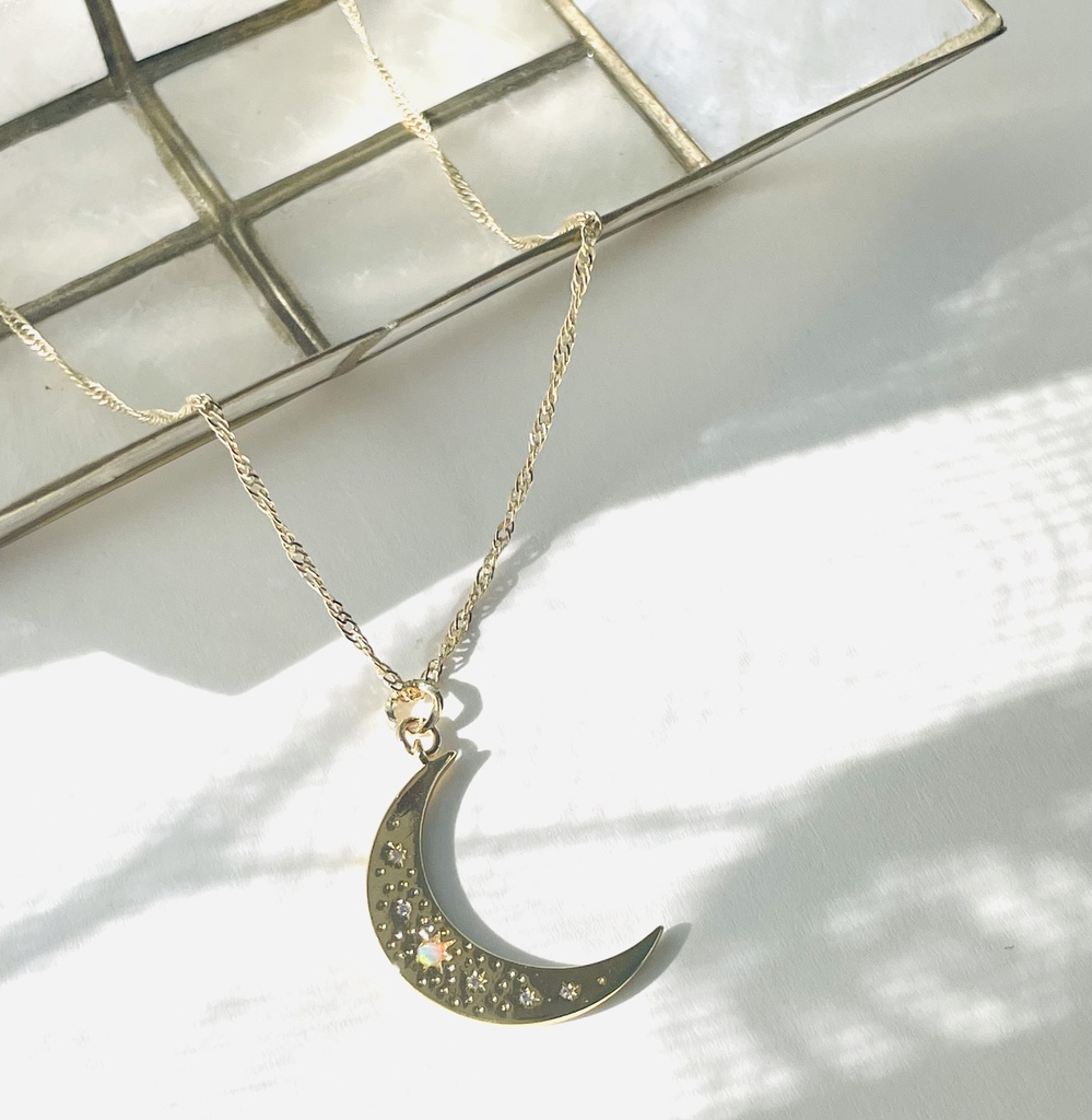 天然オパールネックレス　　Moon