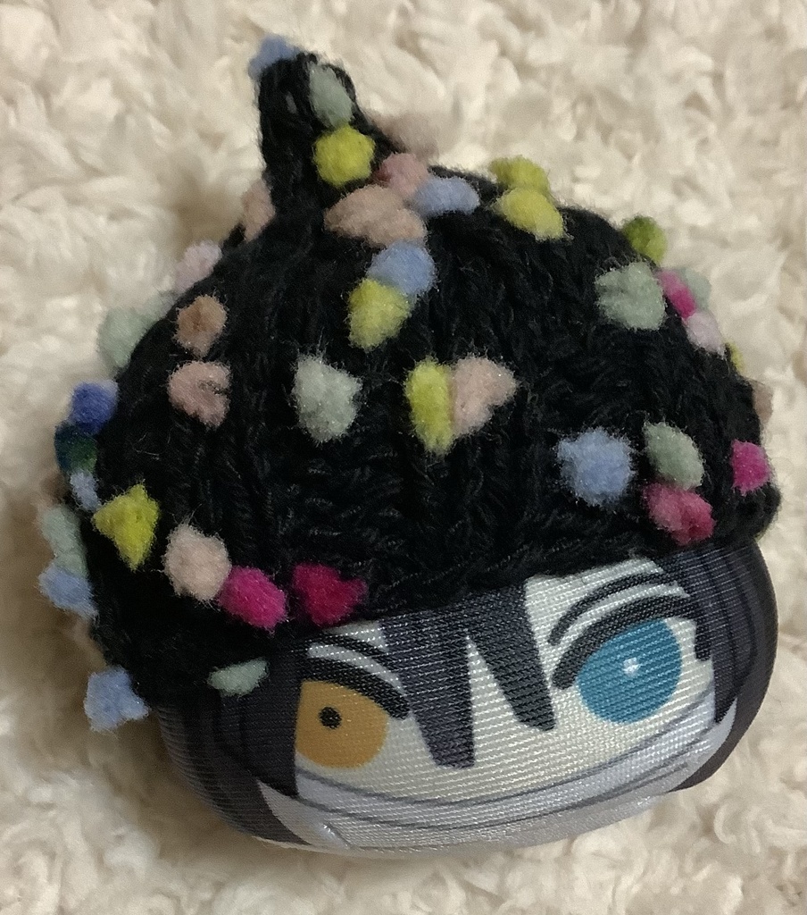 ポンポンニットぽっち帽(黒)