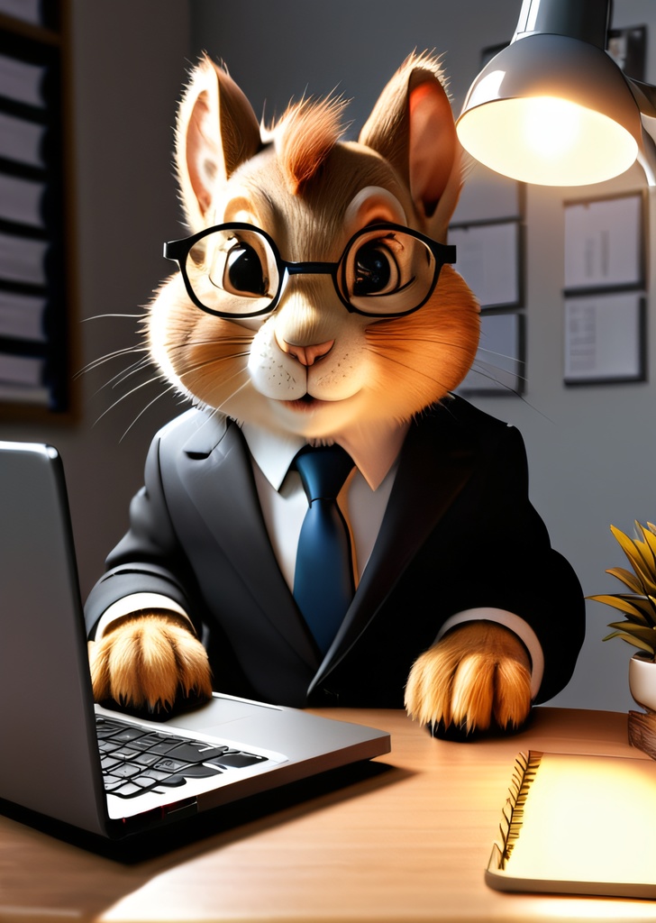 AI生成リスのオフィスワーカーパック - 高解像度画像100枚