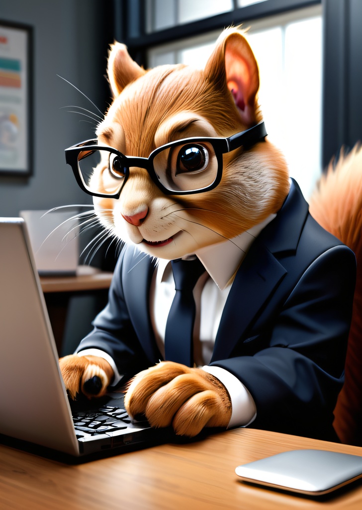 AI生成リスのオフィスワーカーパック - 高解像度画像100枚