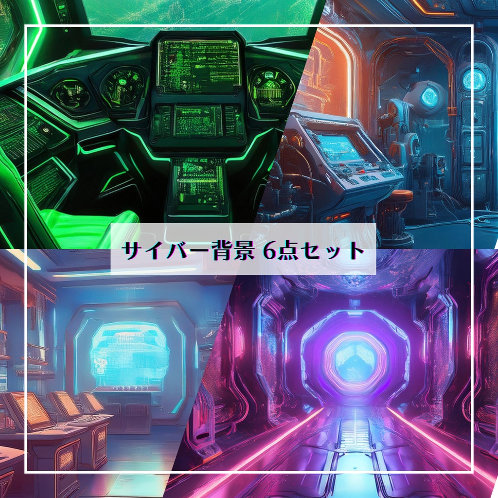 サイバーSF 背景【6点セット】研究室、コクピット、近未来