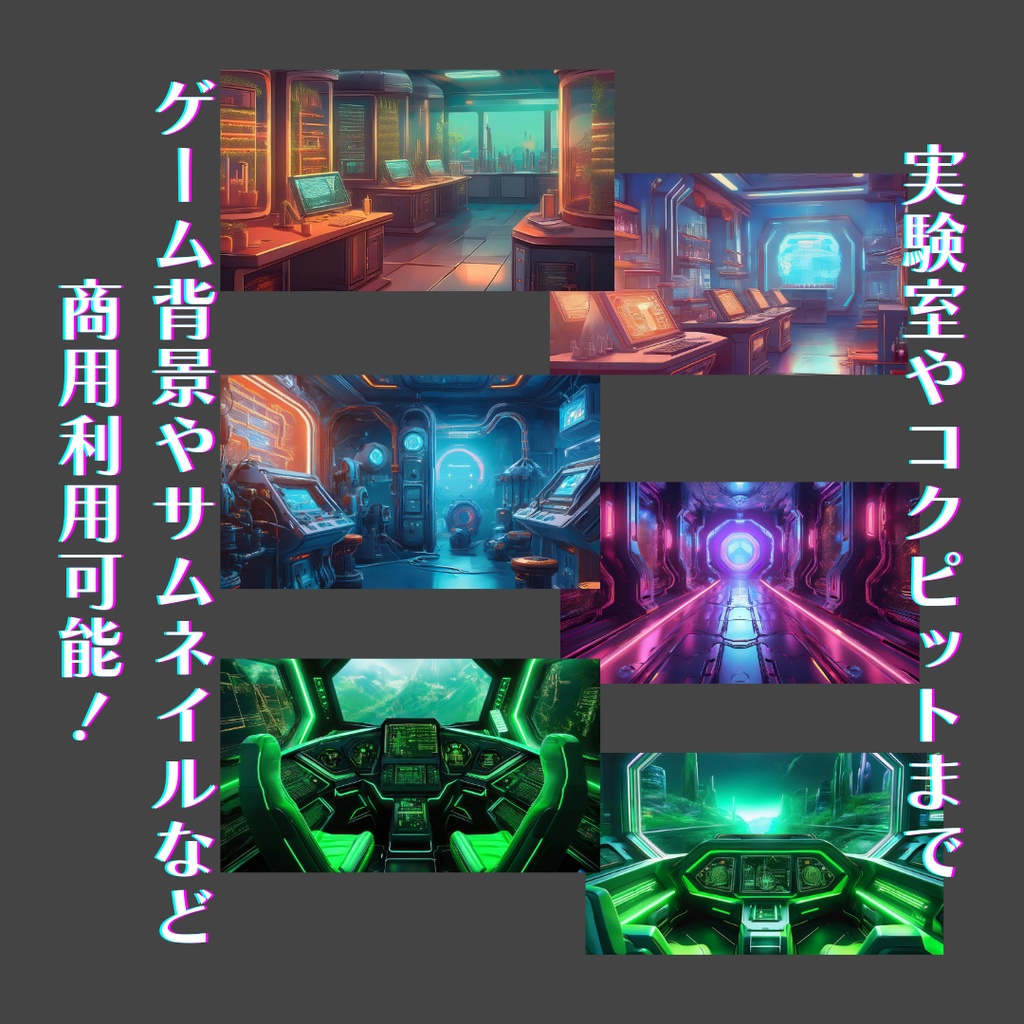 サイバーSF 背景【6点セット】研究室、コクピット、近未来