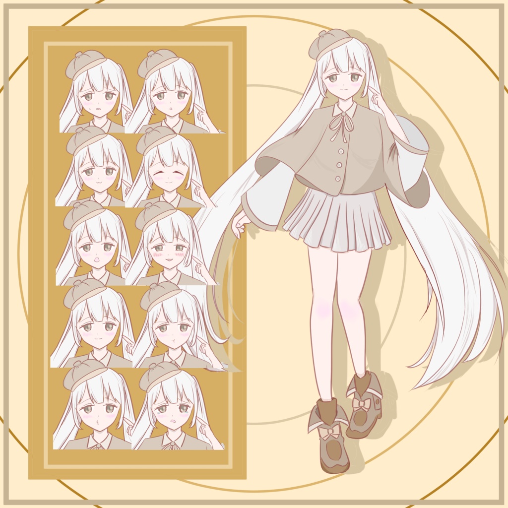 キャラクター立ち絵素材２　パステルカラーの女の子　【表情差分１０種】