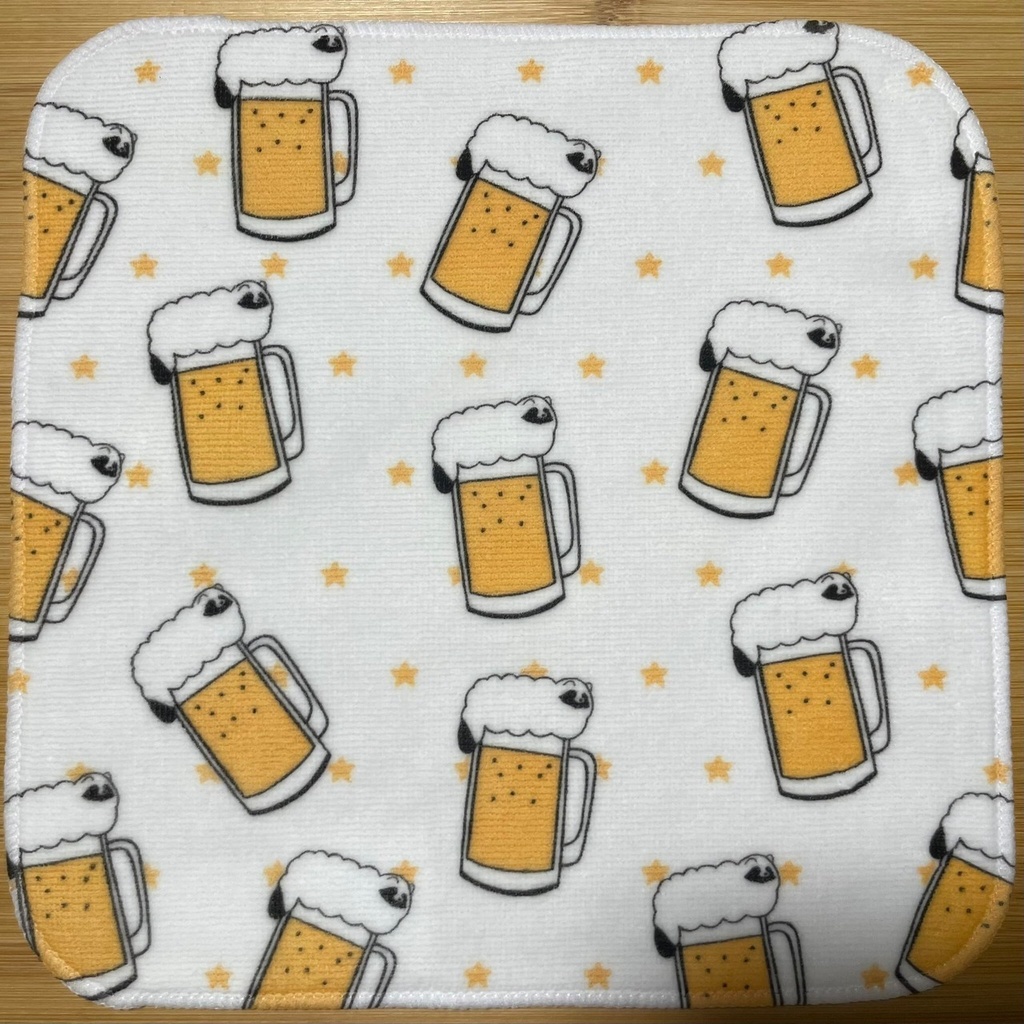 【3/8迄発送分】ビールの泡になったたぬきハンカチ