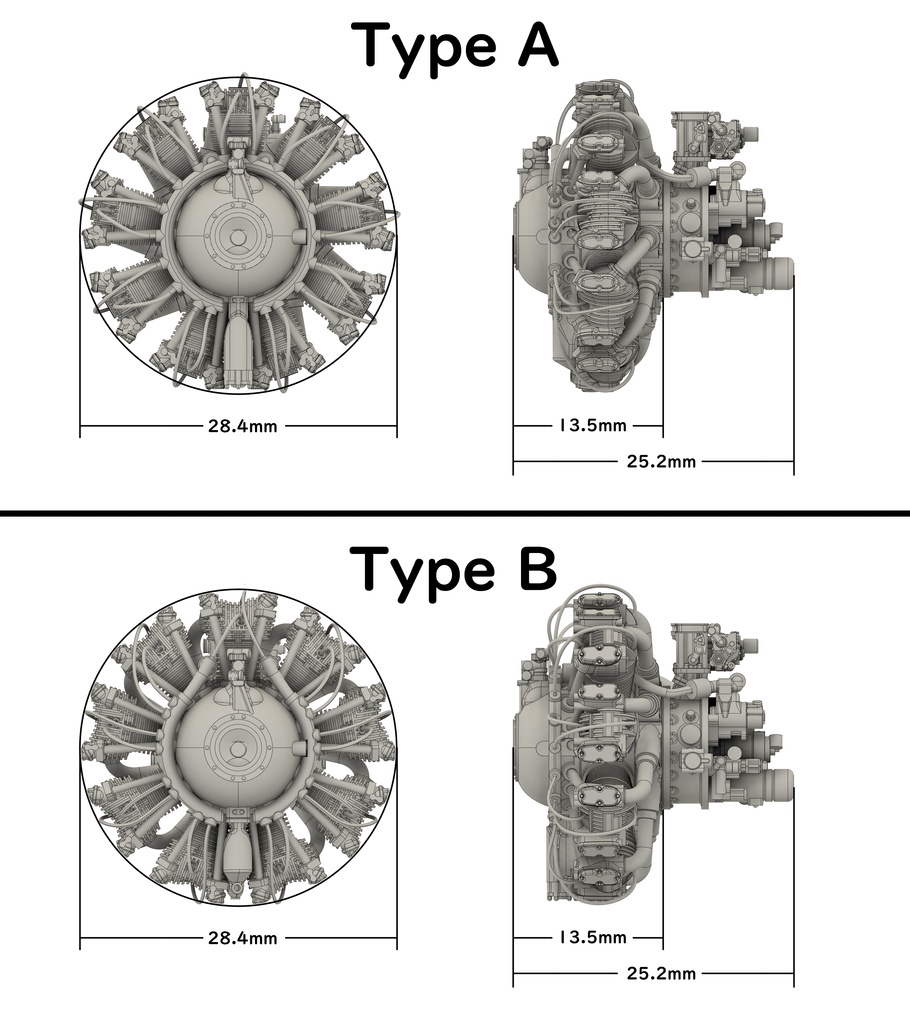 1/48  R-1820 【Type A】 or 【Type B】STLデータ