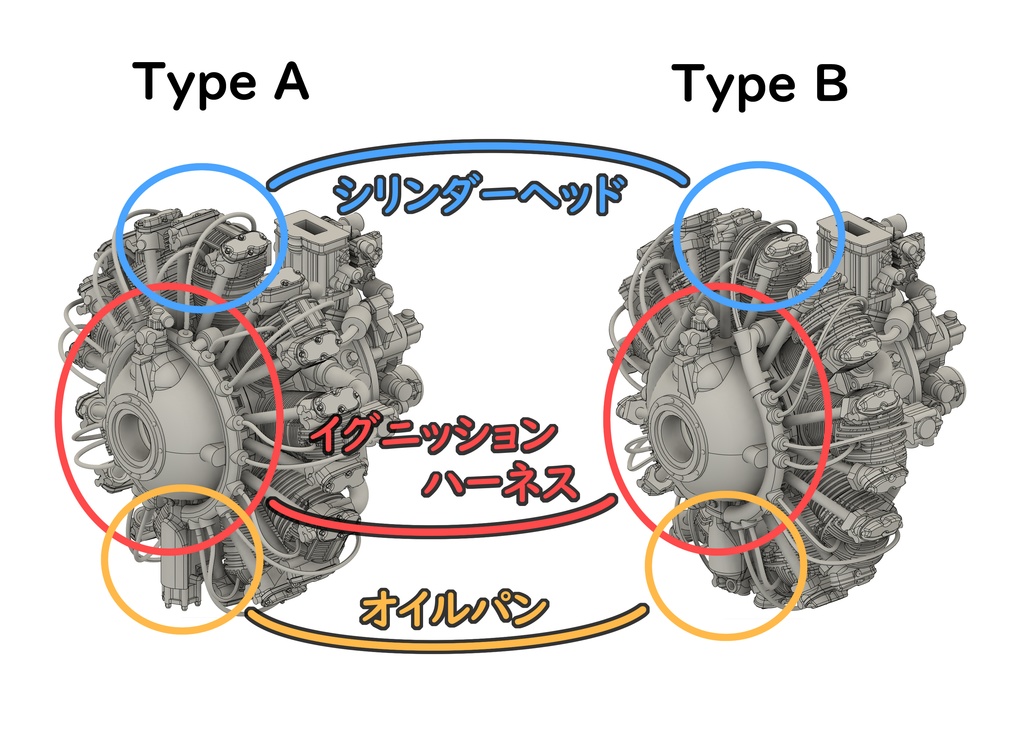 1/48  R-1820 【Type A】 or 【Type B】STLデータ