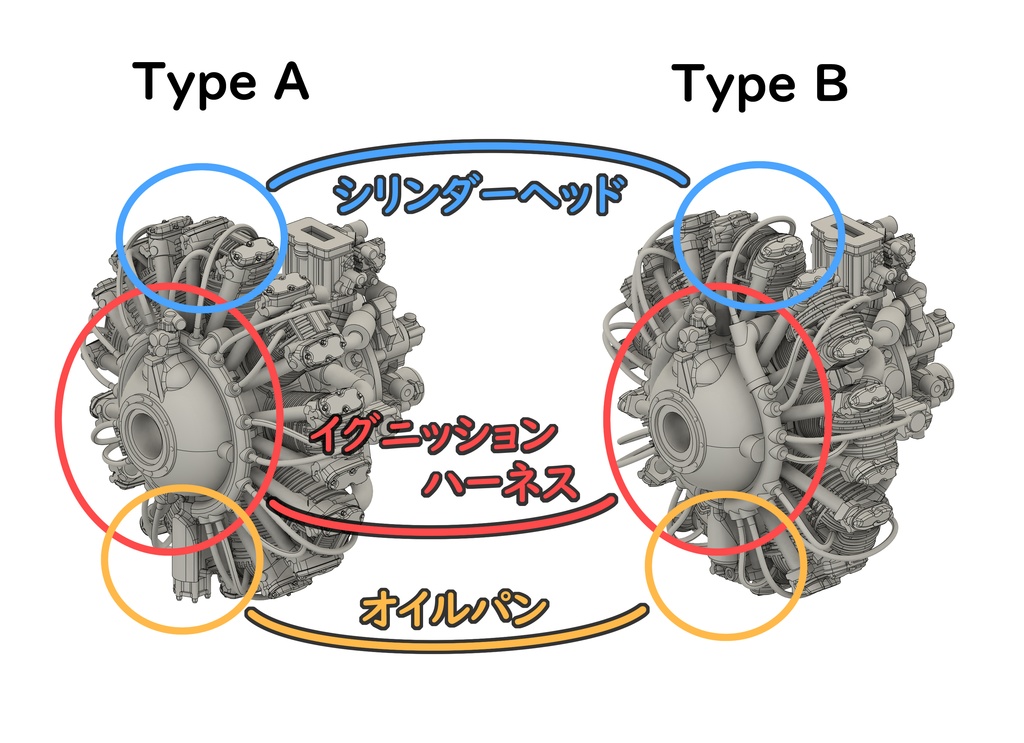 1/72 R-1820 【Type A】 or 【Type B】STLデータ