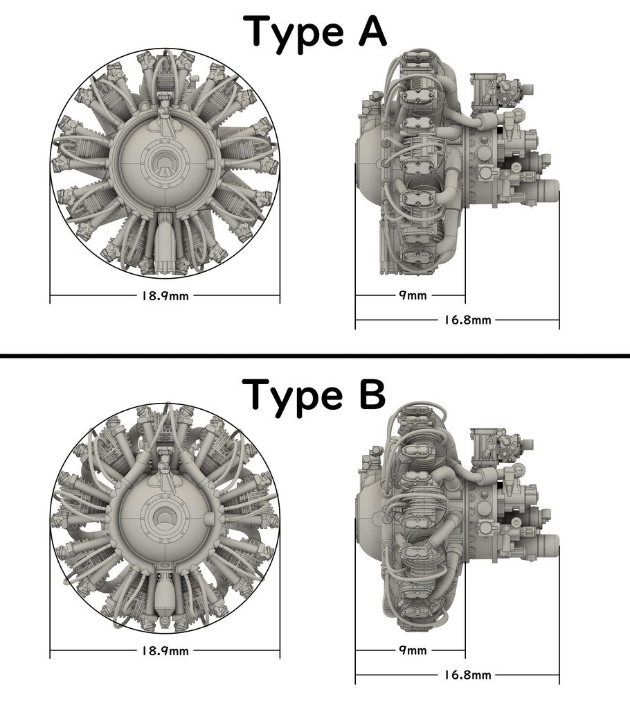 1/72 R-1820 【Type A】 or 【Type B】STLデータ