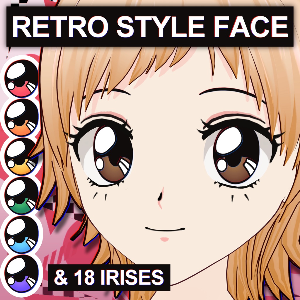 [Retro Style~] Vroid Iris, Highlights, Eyeline, and Full Face Textures