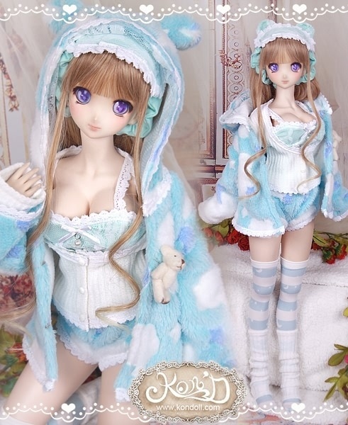 【Kon’D】DD dy 寄せ胸/L胸・DDIII・DDS・M/L/寄せ胸 対応 ドール用お洋服セット(ベアパジャマ)9点セット
