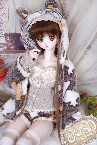 【Kon’D】DD dy 寄せ胸/L胸・DDIII・DDS・M/L/寄せ胸 対応 ドール用お洋服セット(ベアパジャマ)9点セット