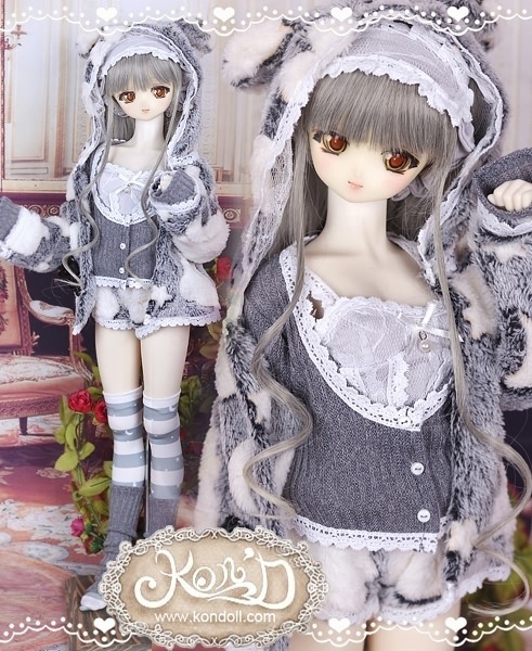 【Kon’D】DD dy 寄せ胸/L胸・DDIII・DDS・M/L/寄せ胸 対応 ドール用お洋服セット(ベアパジャマ)9点セット